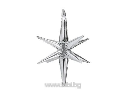 3D Фолиев балон Звезда, цвят Сребро / Silver  - 70 см.