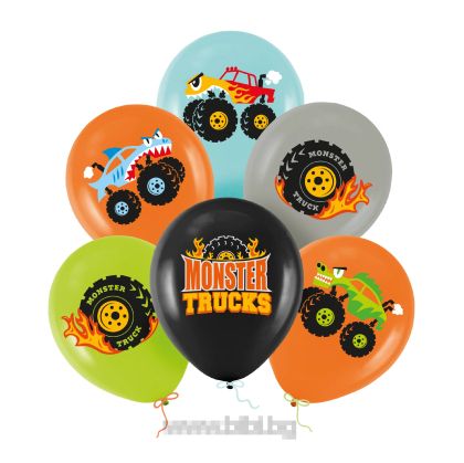 Балони с цветен печат Чудовищни камиони / Monster trucks - 6 броя