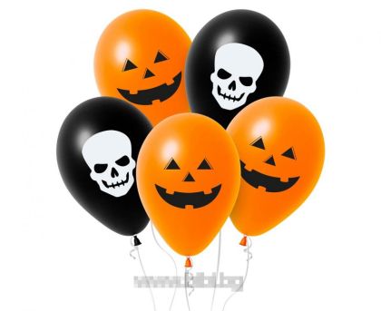 Балони Тиква и череп Хелоуин - Halloween - 5 броя