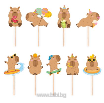 Топери / парти клечки Капибара / Capybara - 9 броя