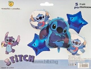 Комплект фолио балони Стич / Stitch - 5 броя / модел 3