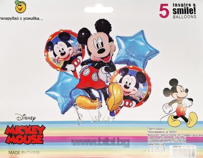 Комплект фолио балони Мики Маус / Mikey Mouse - 5 броя
