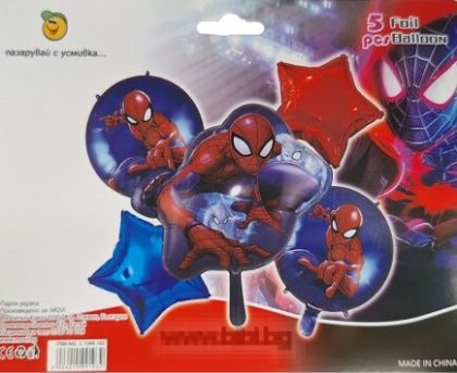 Комплект фолио балони Спайдърмен / Spiderman - 5 броя