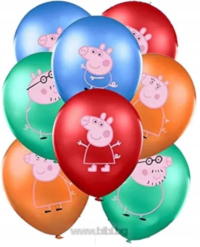 Латексови балони с цветен печат Пепа Пиг / Peppa pig - 10 броя