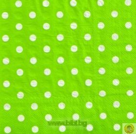 Салфетки зелени на бели точки