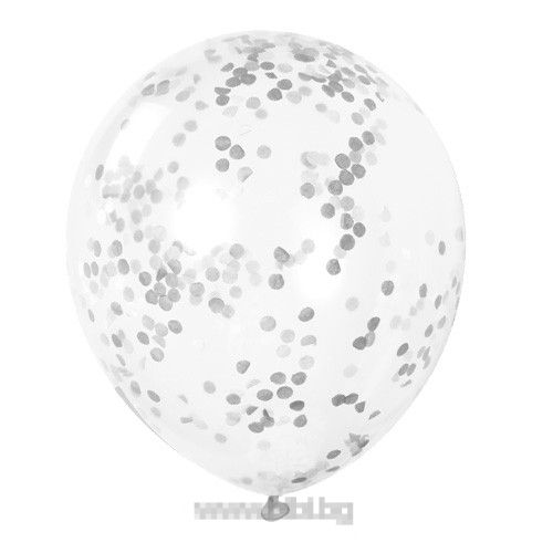 Прозрачен балон 30 см със сребърни конфети с хелий