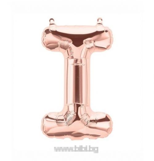 Балон буква "I" розово злато/35 см