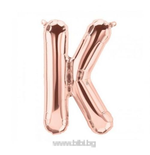 Балон буква "К" розово злато/35 см