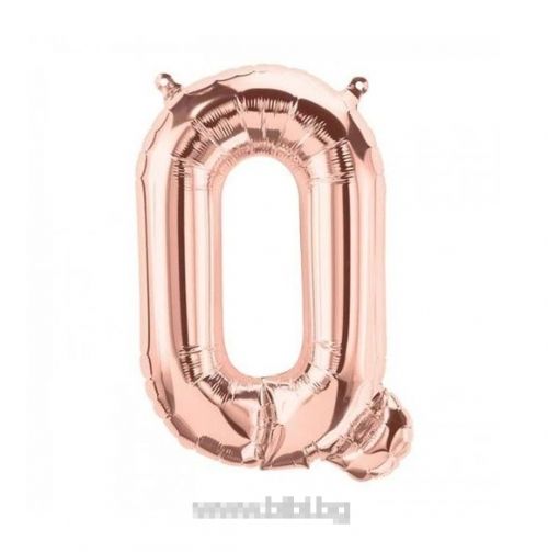 Балон буква "Q" розово злато/35 см