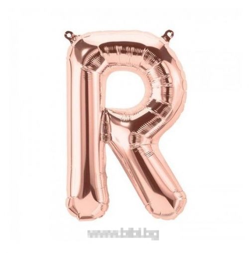 Балон буква "R" розово злато/35 см