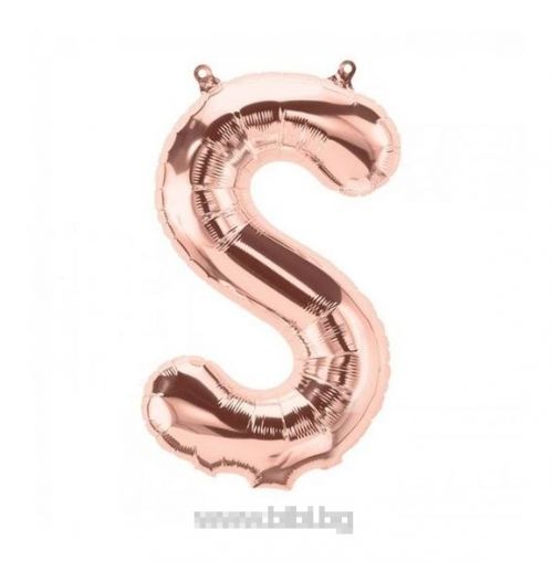 Балон буква "S" розово злато/35 см