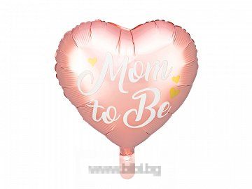 Фолио балон Сърце Mom to be - розов с хелий
