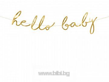 Банер Hello Baby златен