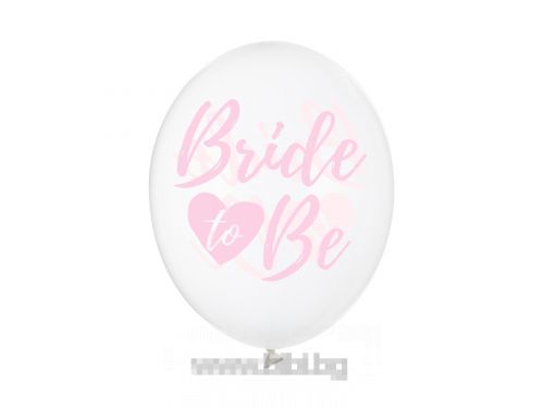Балон  Bride to be -с розов надпис - 5бр./пак.