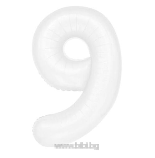 Фолио балон цифра 9  цвят Бял 100 см