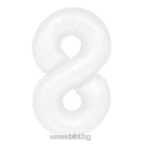 Фолио балон цифра 8 цвят Бял -100 см