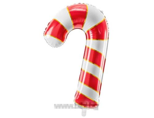 Фолио балон Коледен бастун в бяло и червено