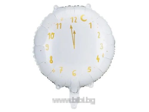 Фолио балон Новогодишен часовник бял /златен