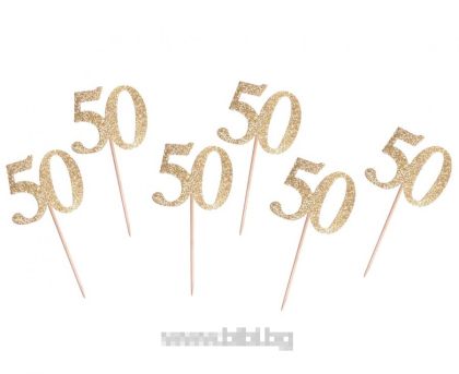 Топери / парти клечки 50 златен брокат- 6 броя