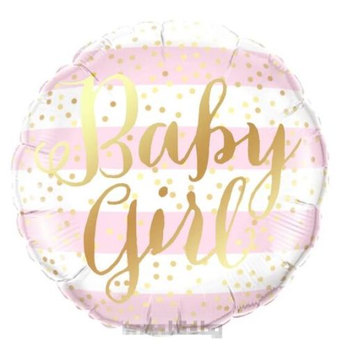 Фолио балон Baby girl със златен надпис с хелий