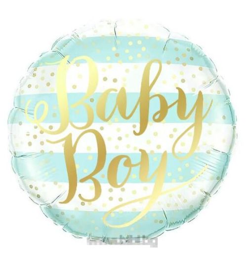 Фолио балон Baby boy със златен надпис с хелий
