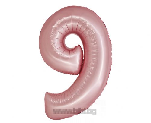 Фолио балон цифра 9 цвят Розов мат с хелий