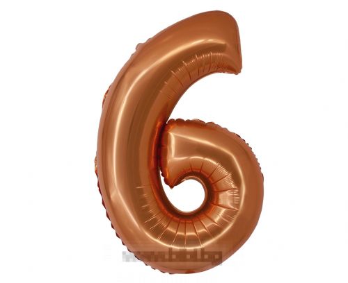 Фолио балон цифра 6 цвят Меден  с хелий