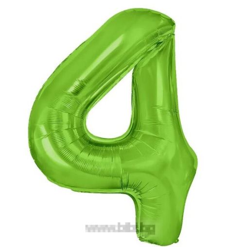 Фолио цифра 4 Зелена 100 см с хелий