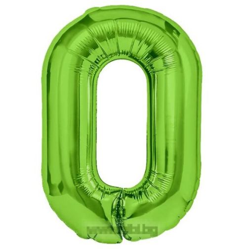 Фолио цифра 0 Зелена 100 см с хелий