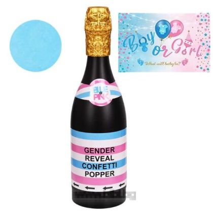 Парти конфети бутилка шампанско Boy or girl - сини