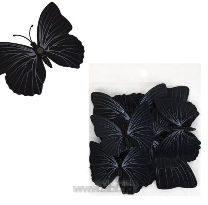 3D Пеперуди за декорация цвят Черен - 12 бр.