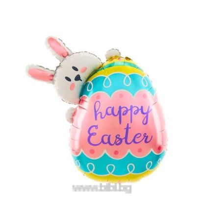 Фолио балон Великденско  яйце със зайче Happy Easter