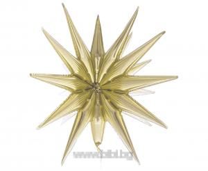 Фолио балон 3D Звезда цвят Prosecco /Светло злато - 50 см.
