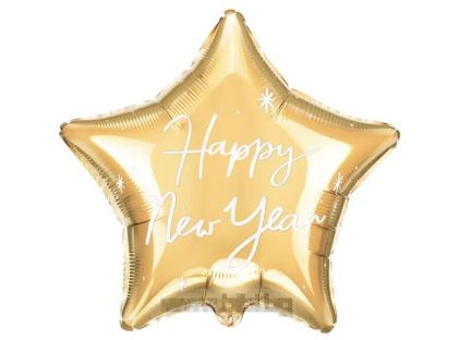 Фолио балон Звезда Happy New Year златна