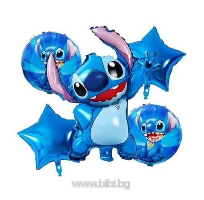Комплект фолио балони Стич / Stitch - 5 броя