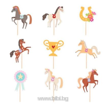 Топери / парти клечки Коне / Horses - 9 броя