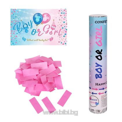 Парти конфети Boy or girl розови ленти 40 см.