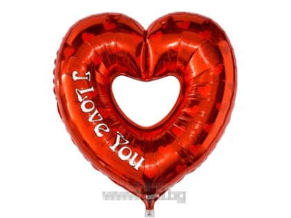 Фолио балон голямо Сърце с надпис I love you