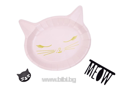 Парти чинийки Коте / Meow - 6 броя