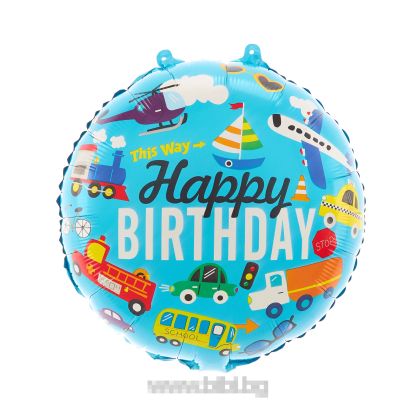 Фолио балон Happy birthday Превозни средства