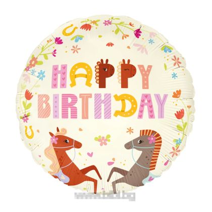 Фолио балон Happy birthday Коне / Horses