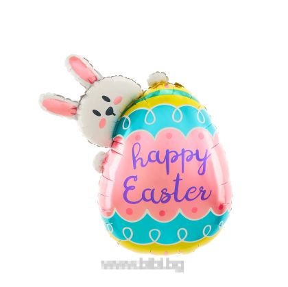 Фолио балон Великденско  яйце със зайче Happy Easter