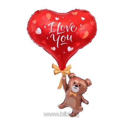 Фолио балон сърце с мечеI Love You