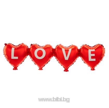 Гирлянд от фолио балони сърца Love