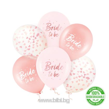 Латексови балони за Моминско парти Bride to be - 6 броя