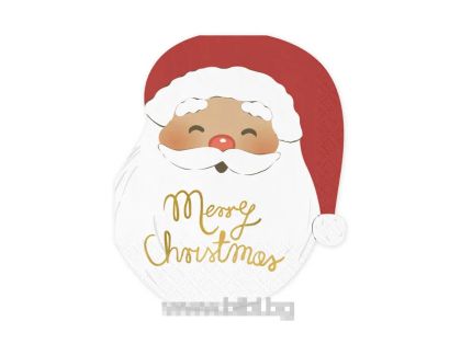 Парти салфеткии Дядо Коледа с надпис Merry Christmas