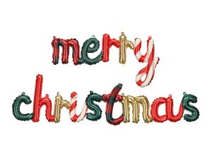 Фолио надпис Merry Christmas червен / зелен / златен