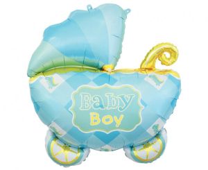 Фолио балон бебешка Количка Baby boy  - синя