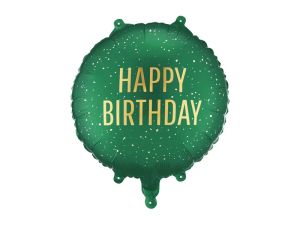 Фолиев балон кръг в Зелен цвят със златен надпис Happy Birthday
