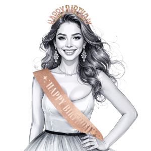 Комплект диадема и лента с надпис Happy birthday в Розово златен цвят / rose gold